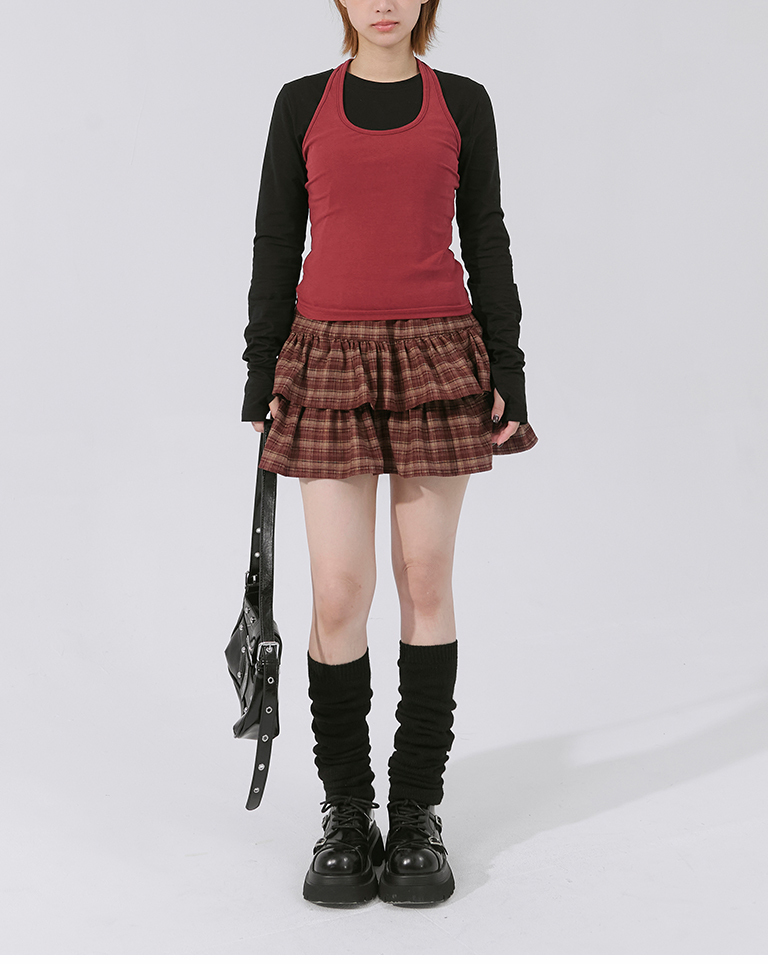 チェックフリルショートスカート 3色展開