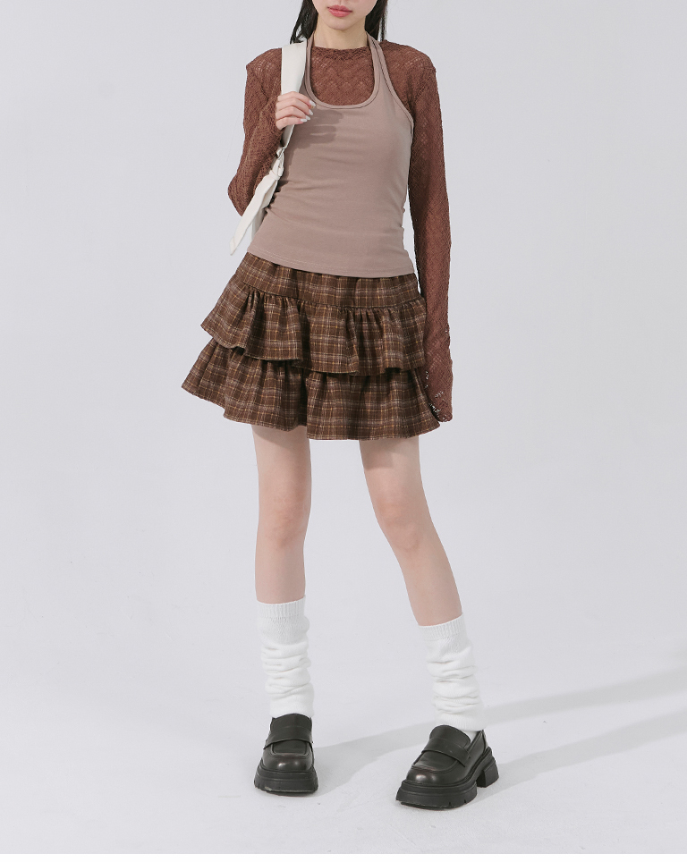 チェックフリルショートスカート 3色展開