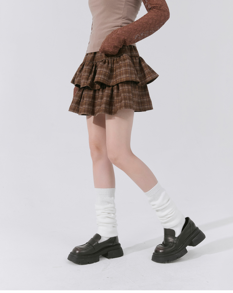 チェックフリルショートスカート 3色展開