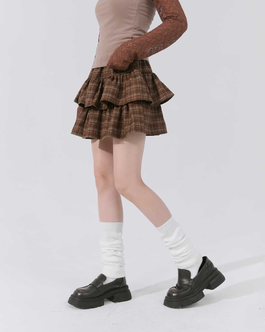 チェックフリルショートスカート 3色展開