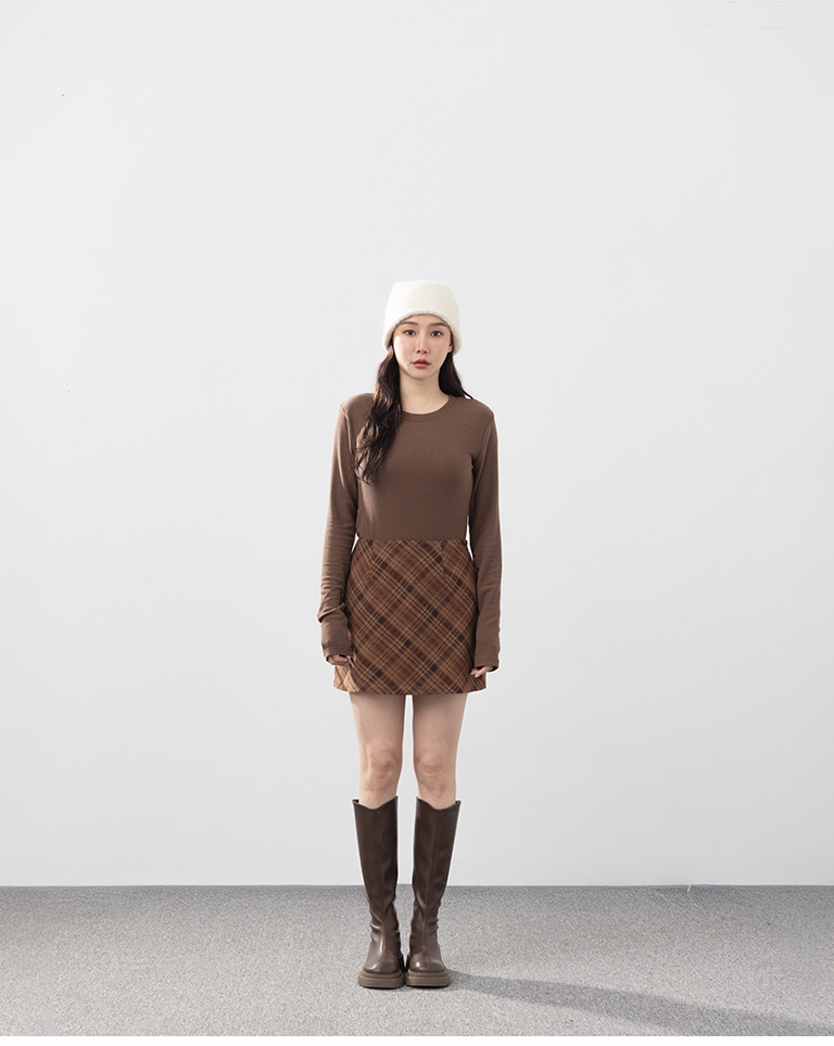 チェックウールミニスカート 2色展開