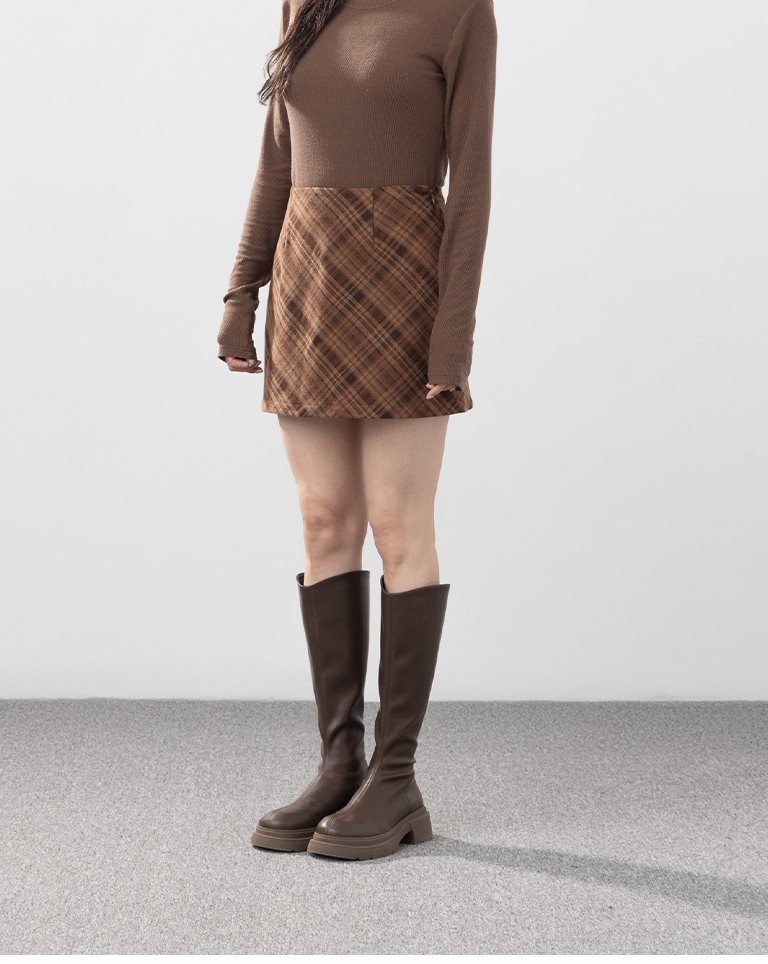 チェックウールミニスカート 2色展開