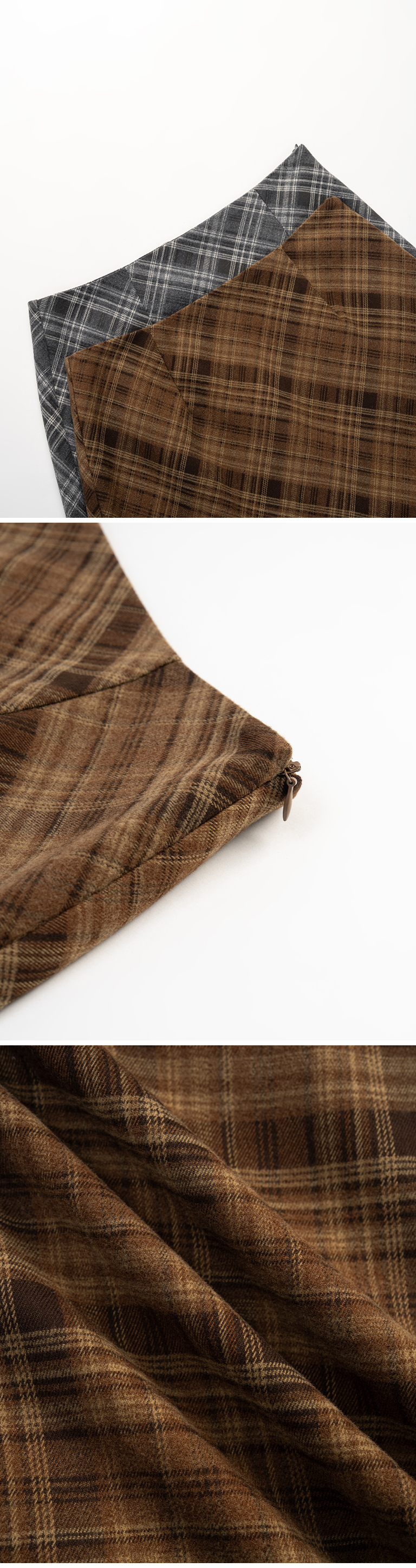 チェックウールミニスカート 2色展開