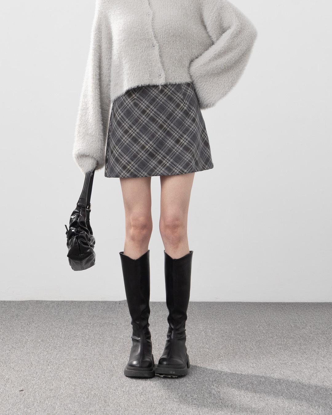 チェックウールミニスカート 2色展開