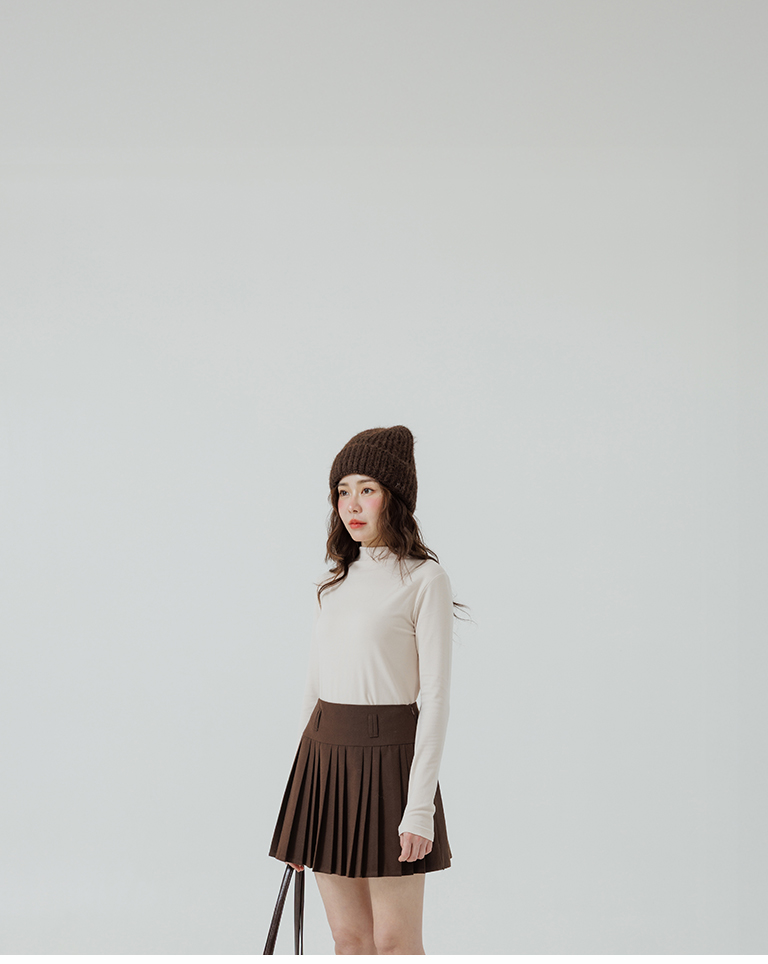 起毛プリーツミニスカート 2色展開