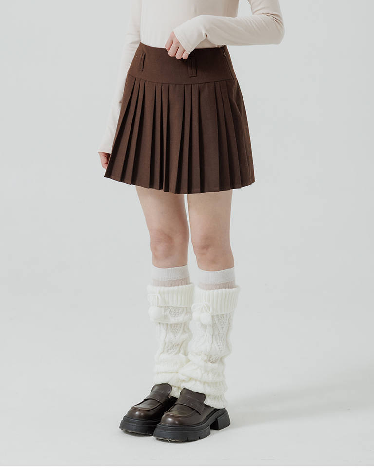 起毛プリーツミニスカート 2色展開