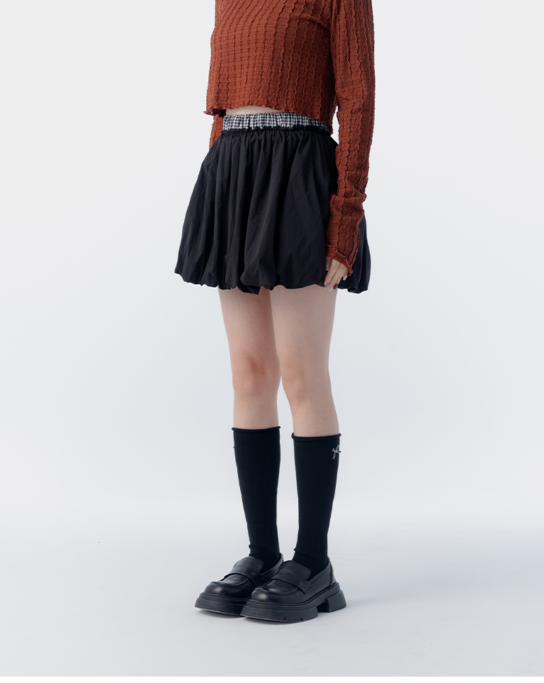 チェックバルーンミニスカート 2色展開