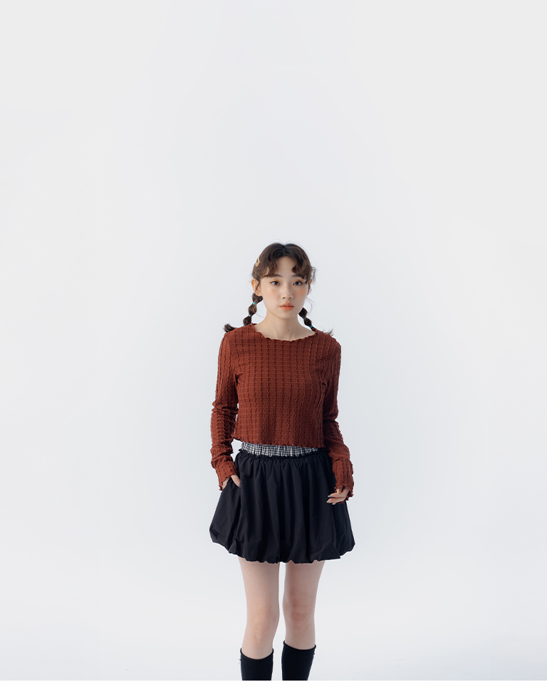 チェックバルーンミニスカート 2色展開