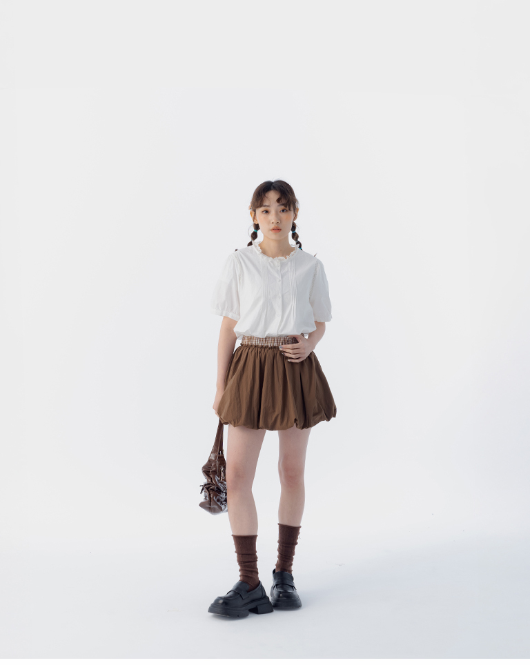 チェックバルーンミニスカート 2色展開