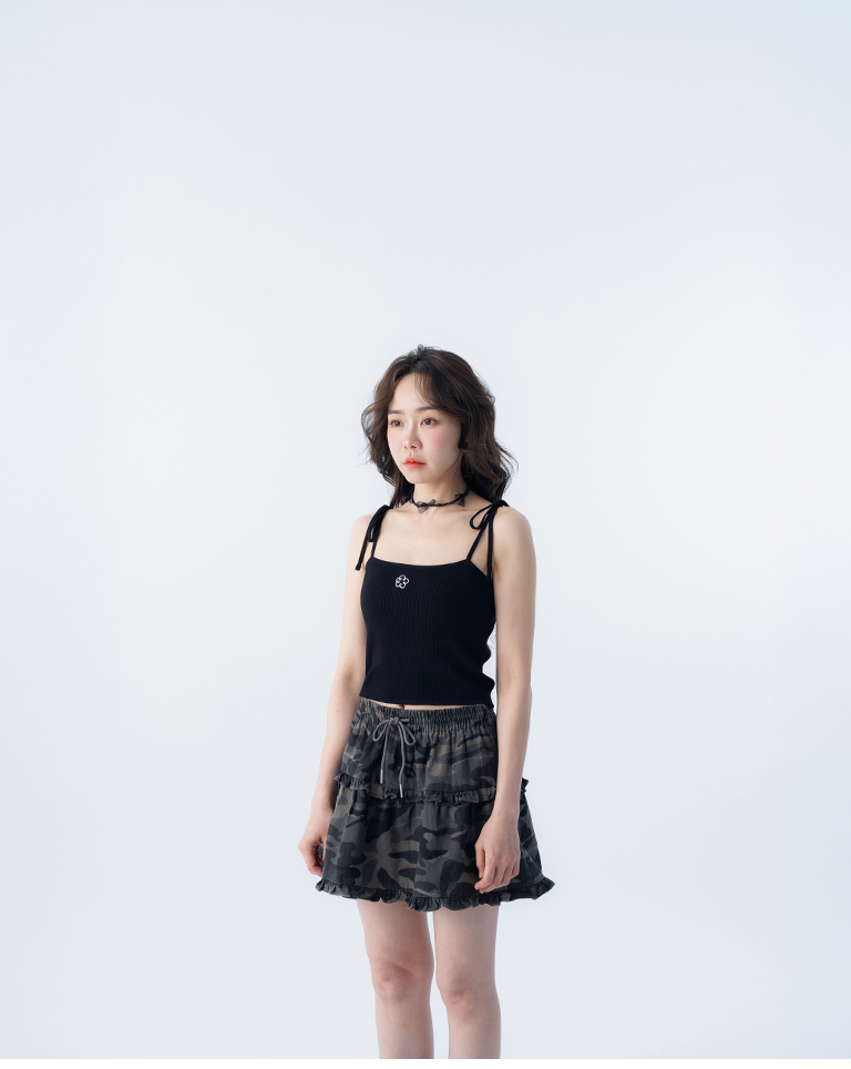 カモフラージュティアードミニスカート