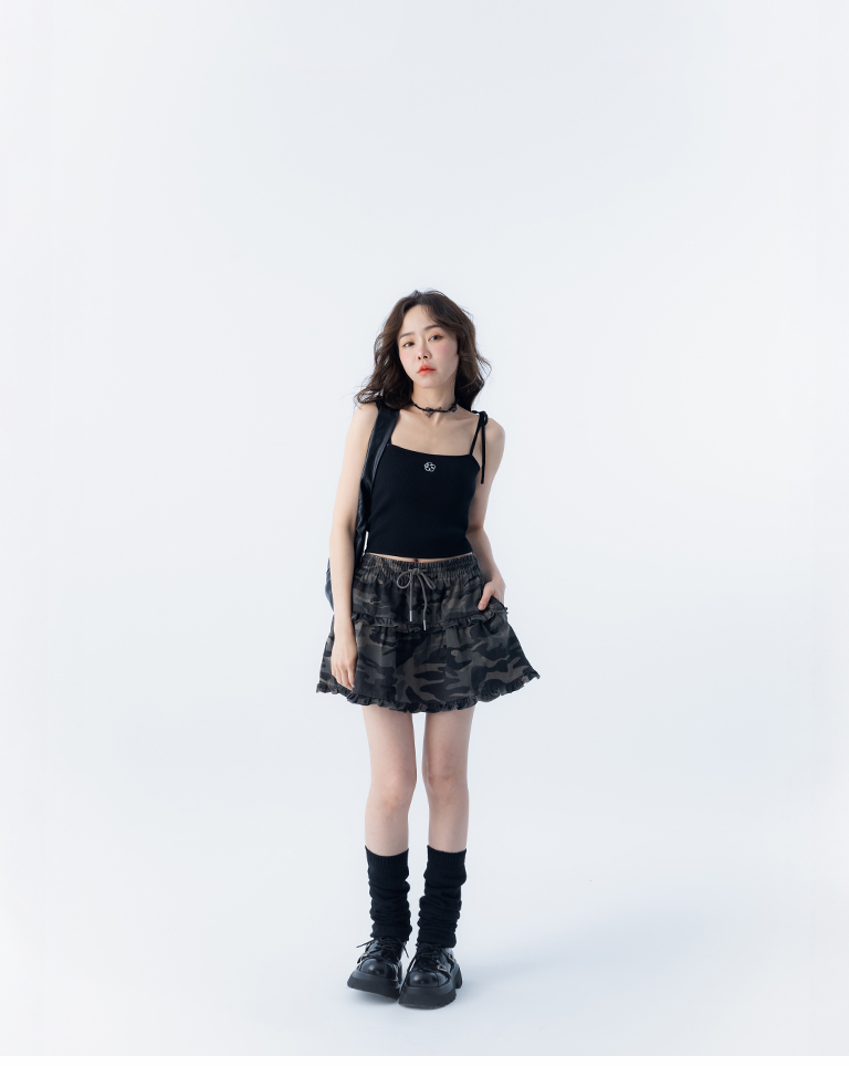 カモフラージュティアードミニスカート