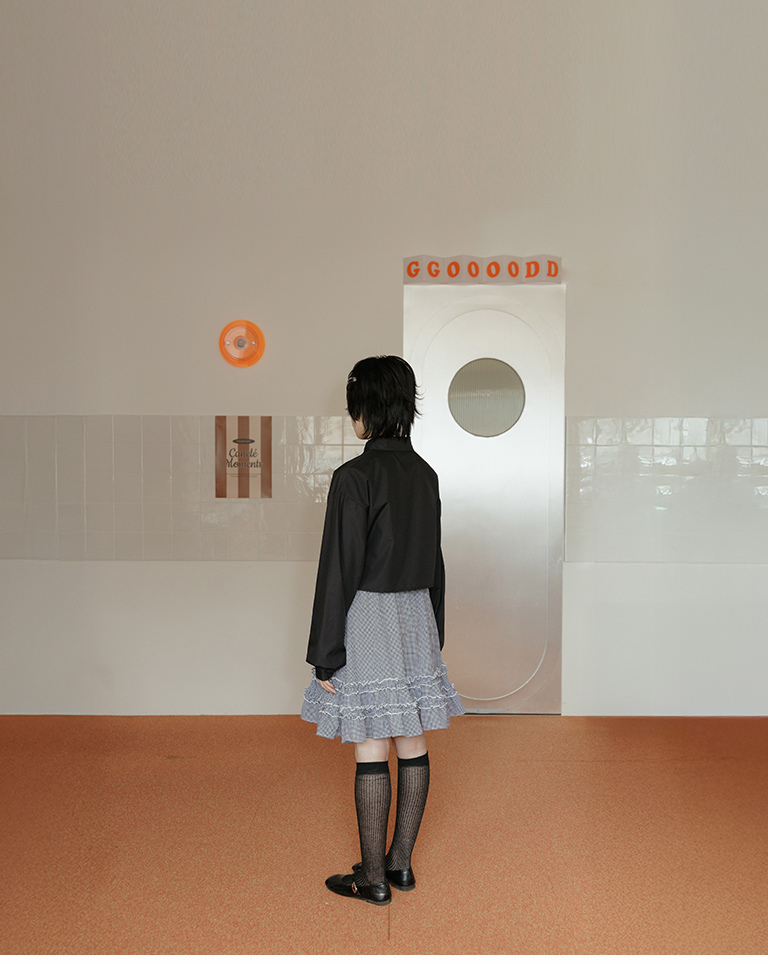 チェックフリル切替ミニスカート 2色展開