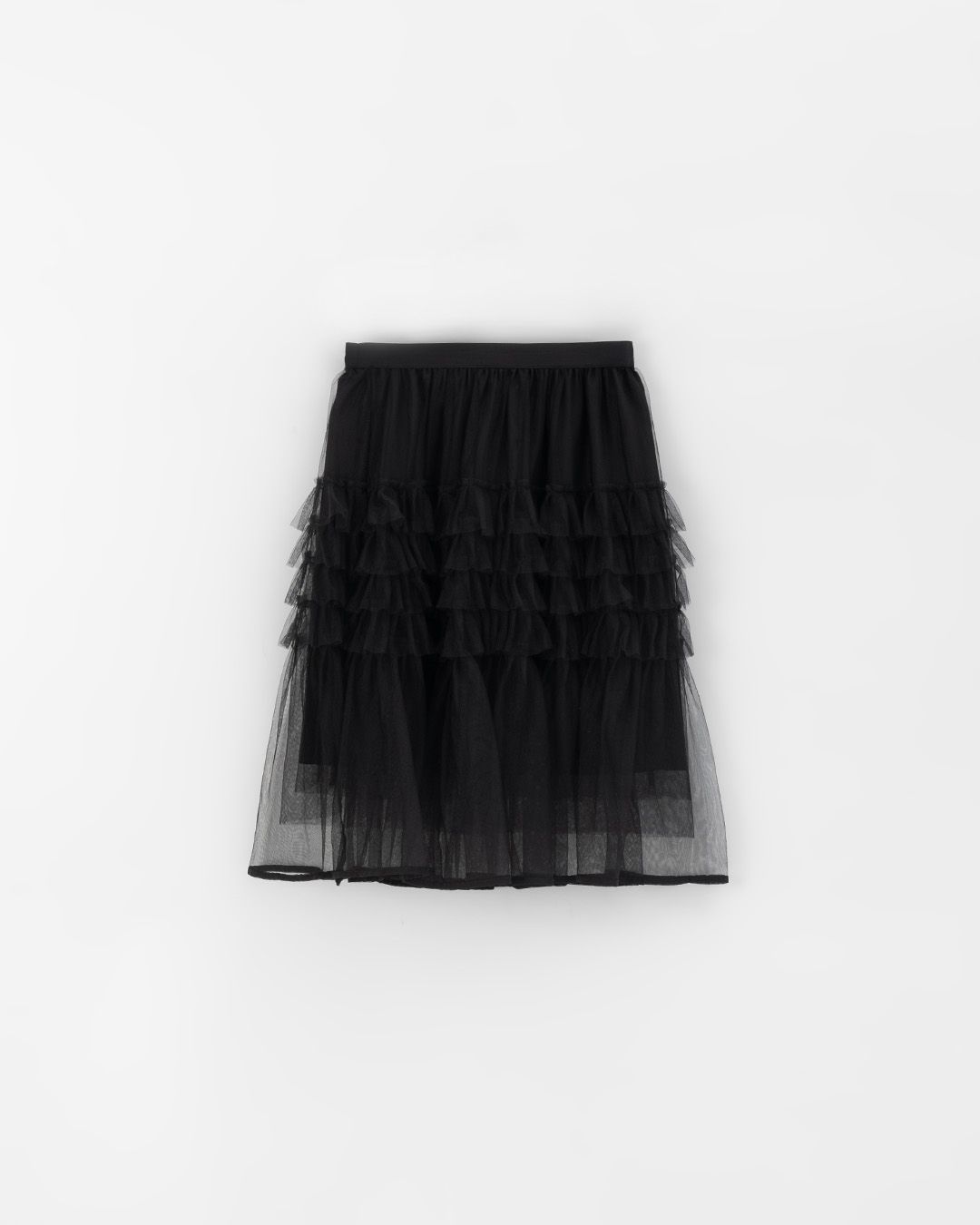 春12未到---ティアードフリルチュールミディスカート 2色展開