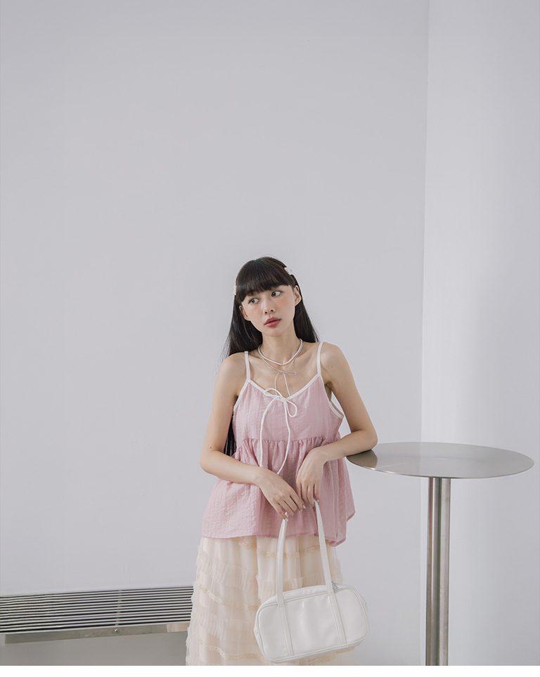 レース切替チュールティアードスカート 2色展開