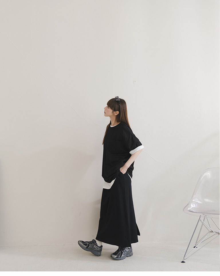 バッグスリットスウェットロングスカート 2色展開