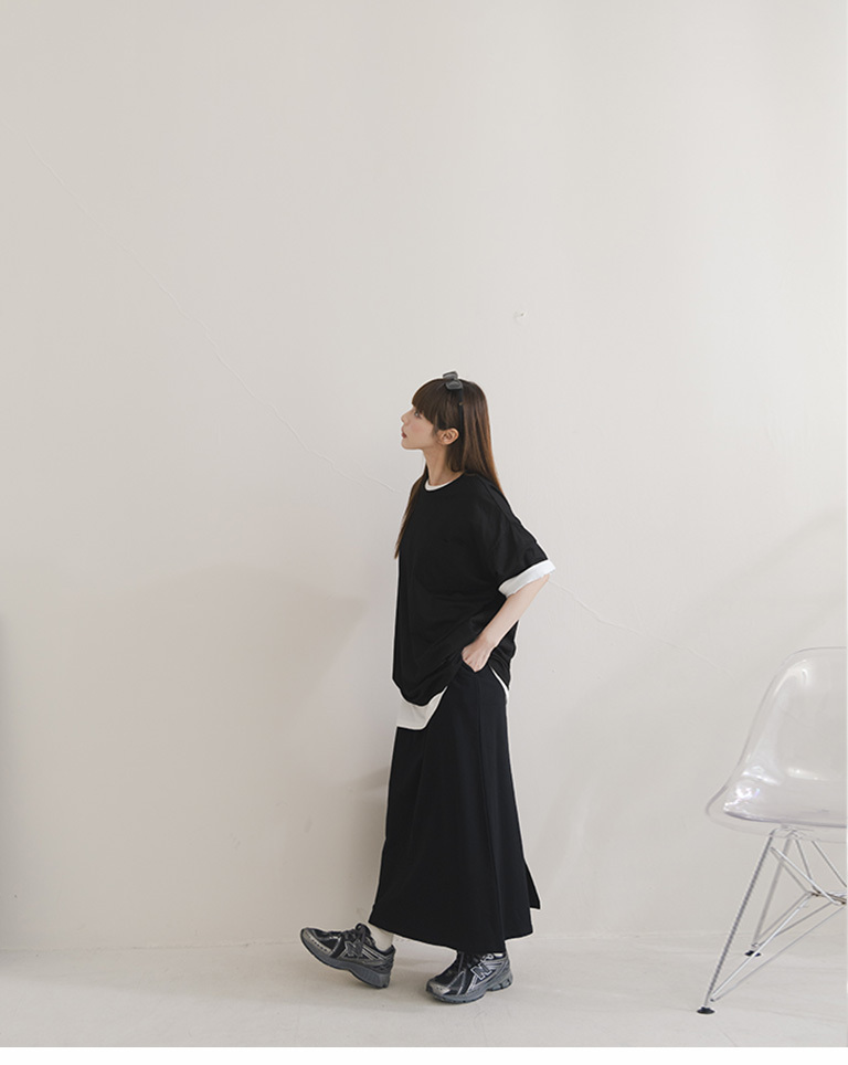 バッグスリットスウェットロングスカート 2色展開