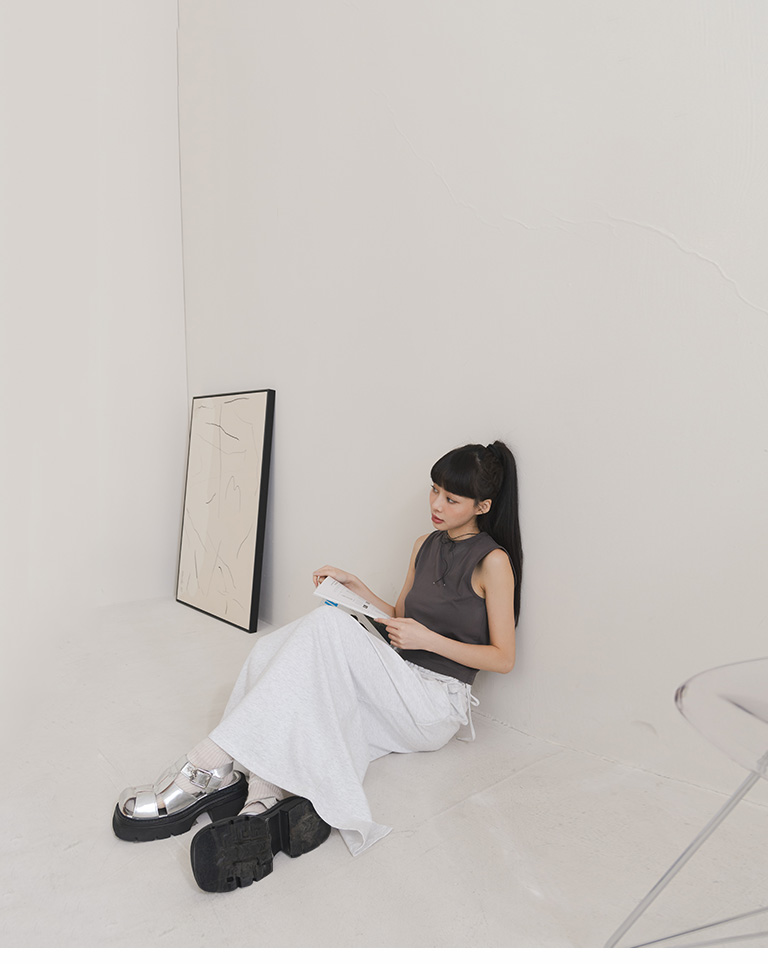 バッグスリットスウェットロングスカート 2色展開