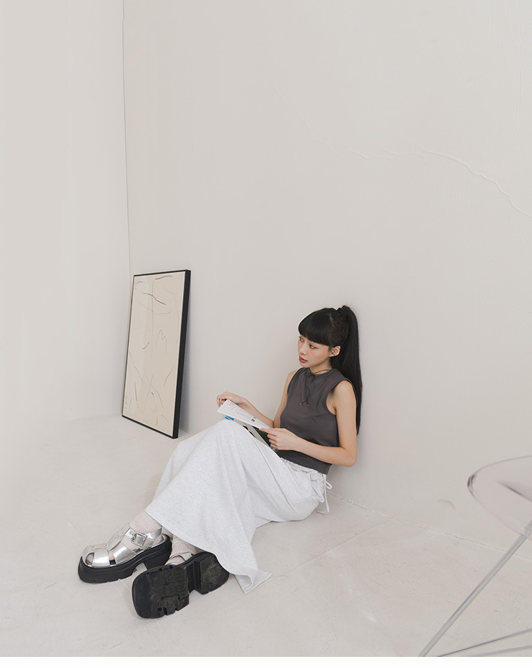バッグスリットスウェットロングスカート 2色展開