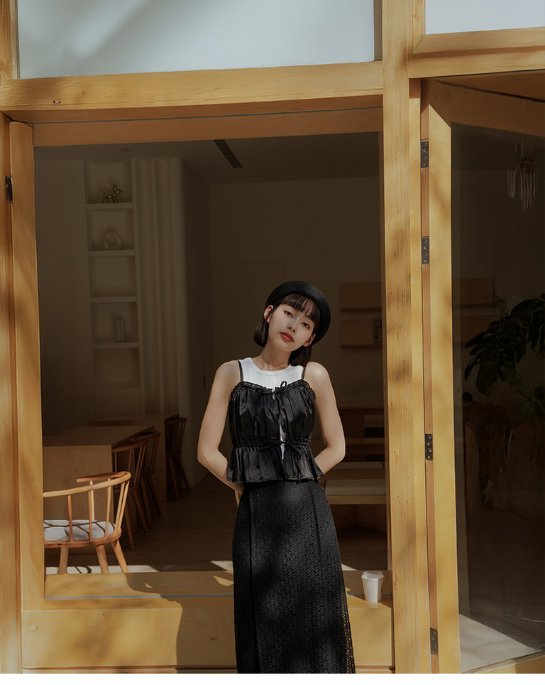 透かし柄ロングスカート 二色展開 S/M 03021599