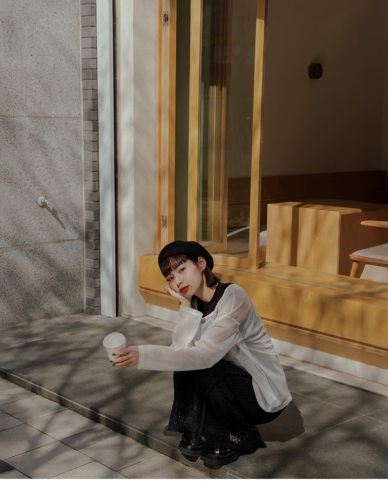 透かし柄ロングスカート 二色展開 S/M 03021599