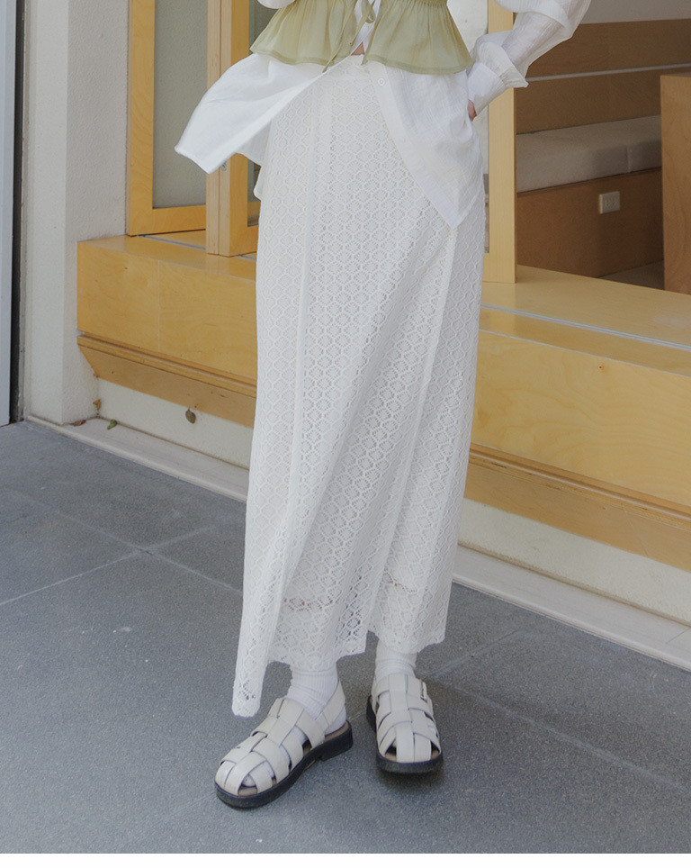 透かし柄ロングスカート 二色展開 S/M 03021599