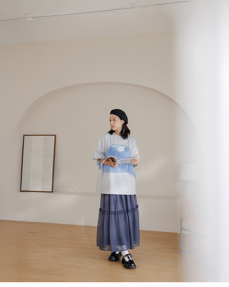 チュールフリルティアードスカート 2色展開