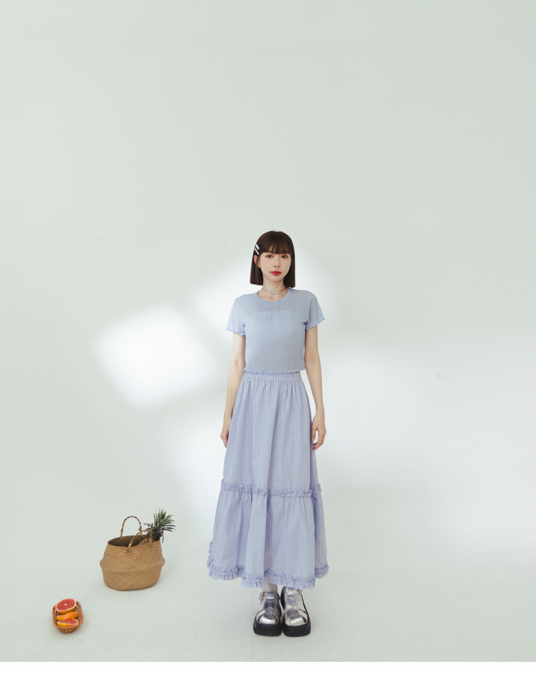 チェックフリルロングスカート