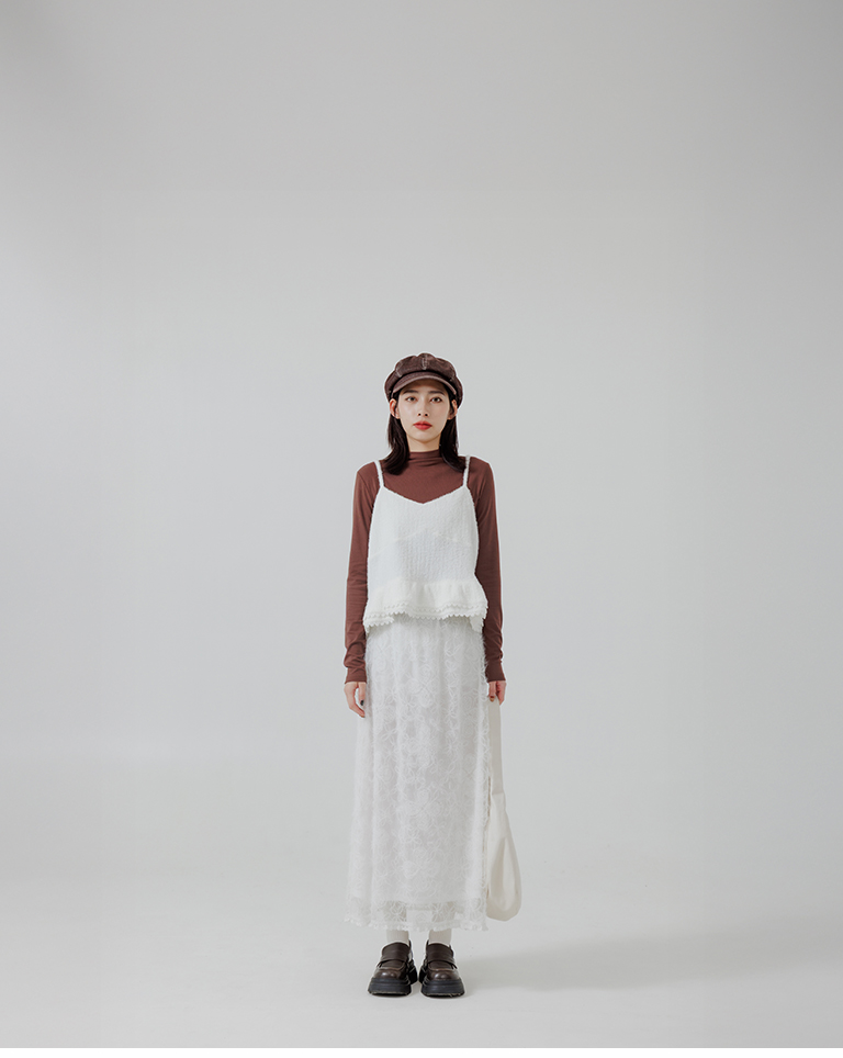 フローラルレースロングスカート 2色展開