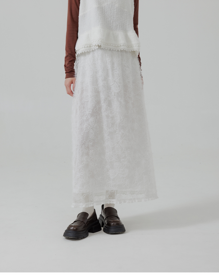 フローラルレースロングスカート 2色展開