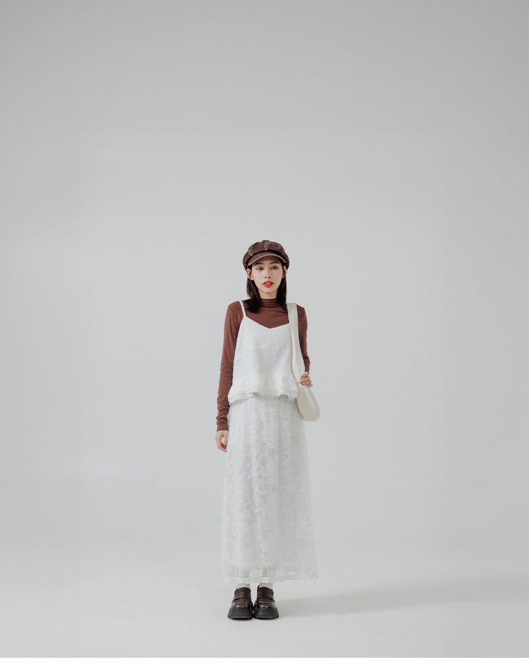 フローラルレースロングスカート 2色展開