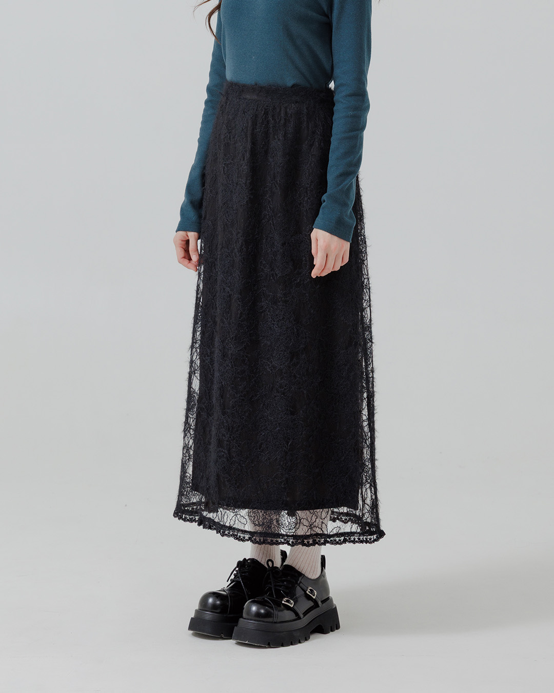 フローラルレースロングスカート 2色展開