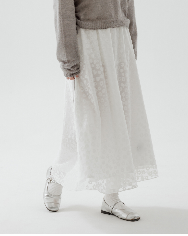 レオパードチュールストレートスカート 2色展開