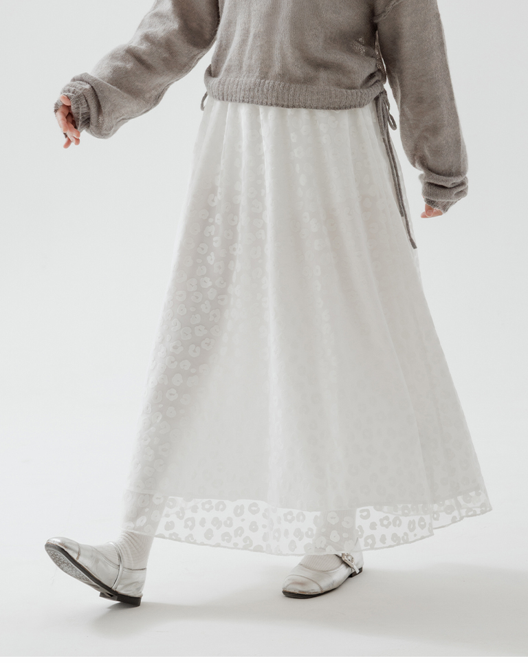 レオパードチュールストレートスカート 2色展開