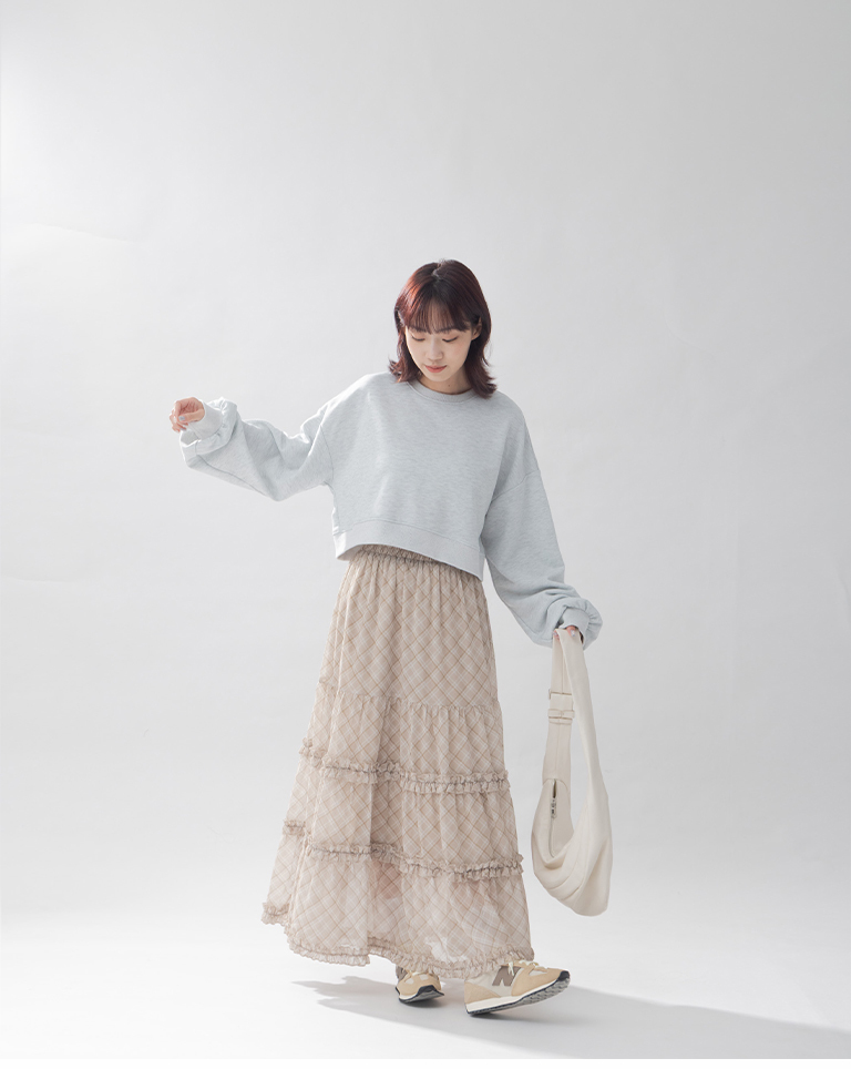 チェック柄シフォンスカート 2色展開