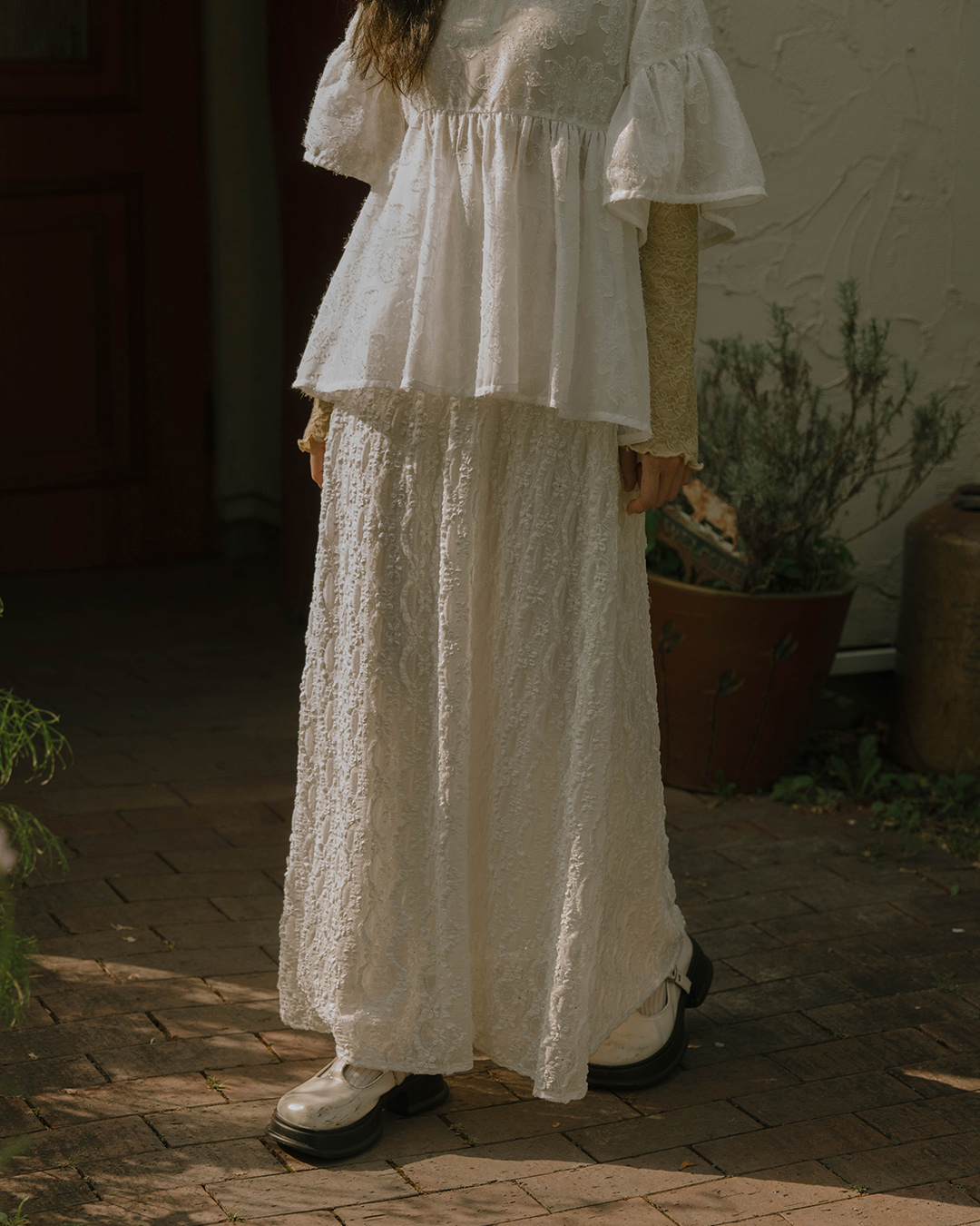 レースジャカードロングスカート 3色展開