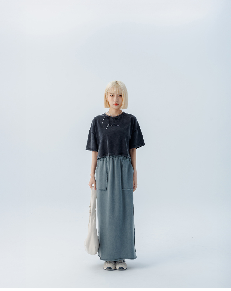 切りっぱなしコットンスカート 3色展開