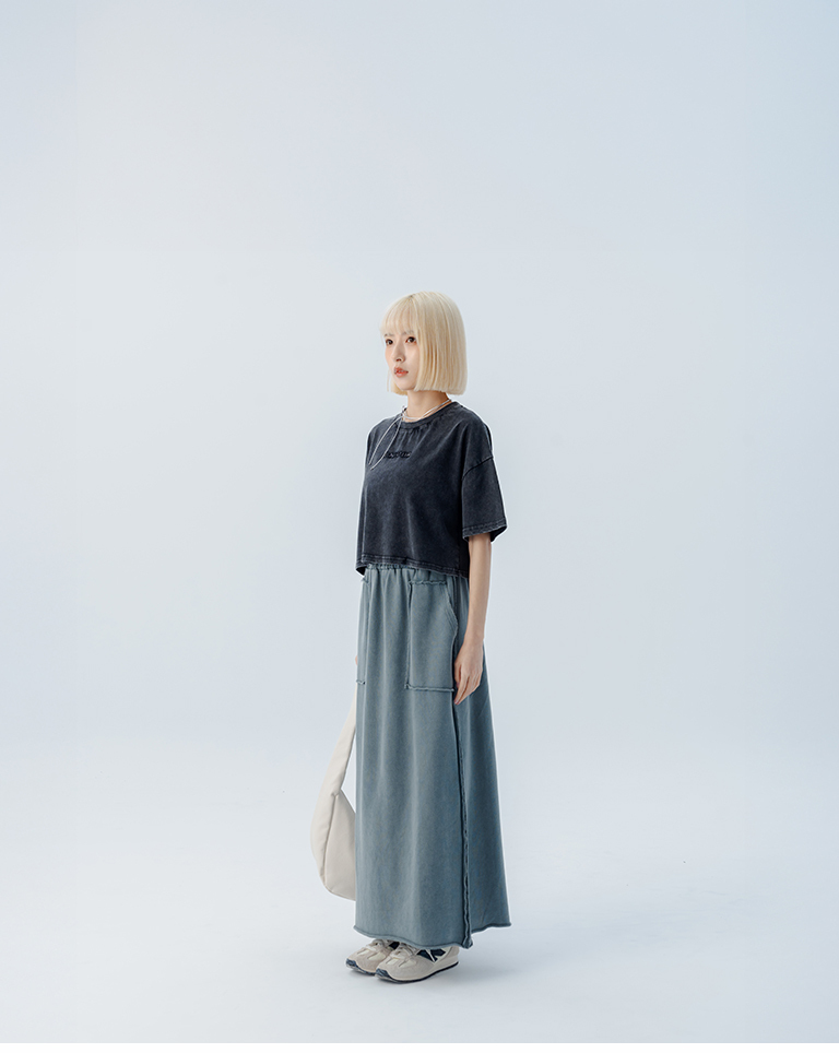 切りっぱなしコットンスカート 3色展開