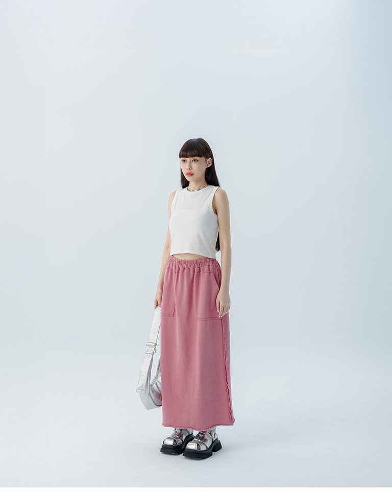 切りっぱなしコットンスカート 3色展開