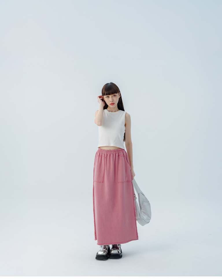 切りっぱなしコットンスカート 3色展開