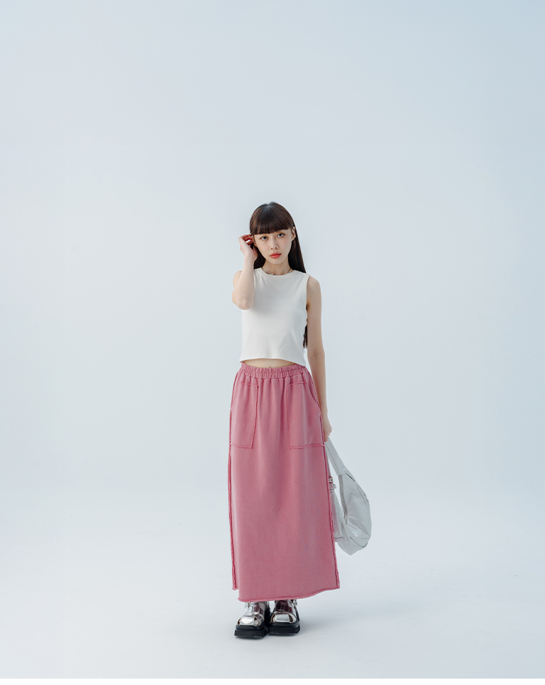 切りっぱなしコットンスカート 3色展開