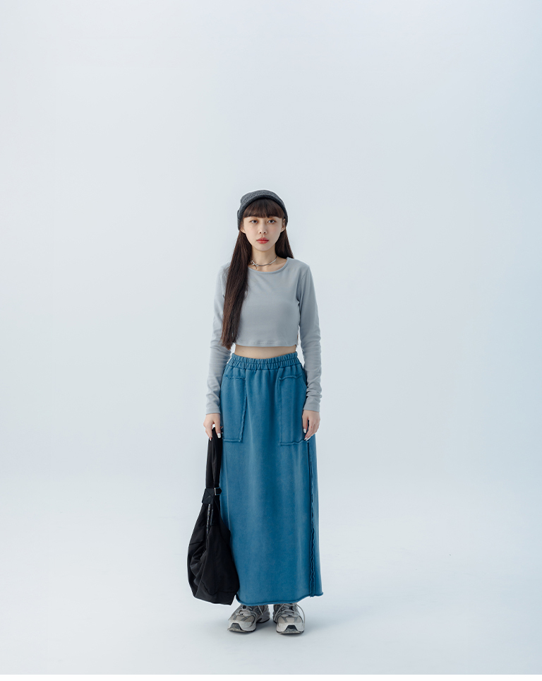 切りっぱなしコットンスカート 3色展開