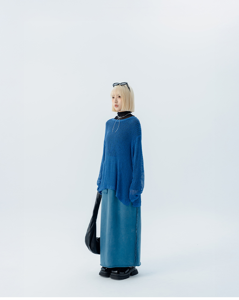 切りっぱなしコットンスカート 3色展開