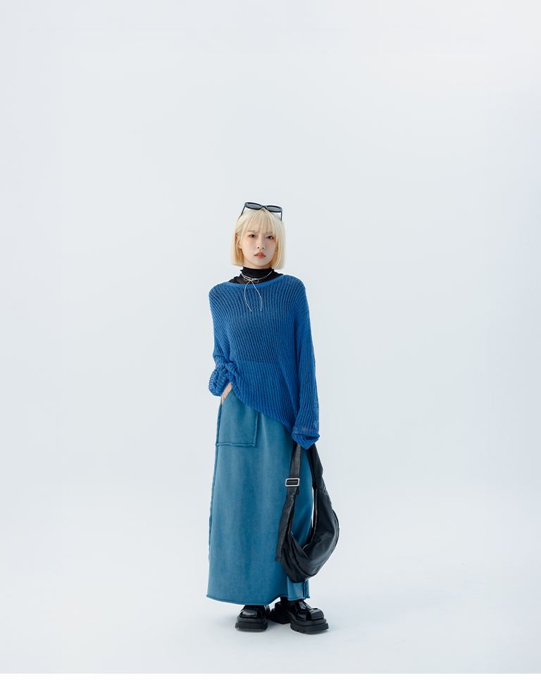 切りっぱなしコットンスカート 3色展開