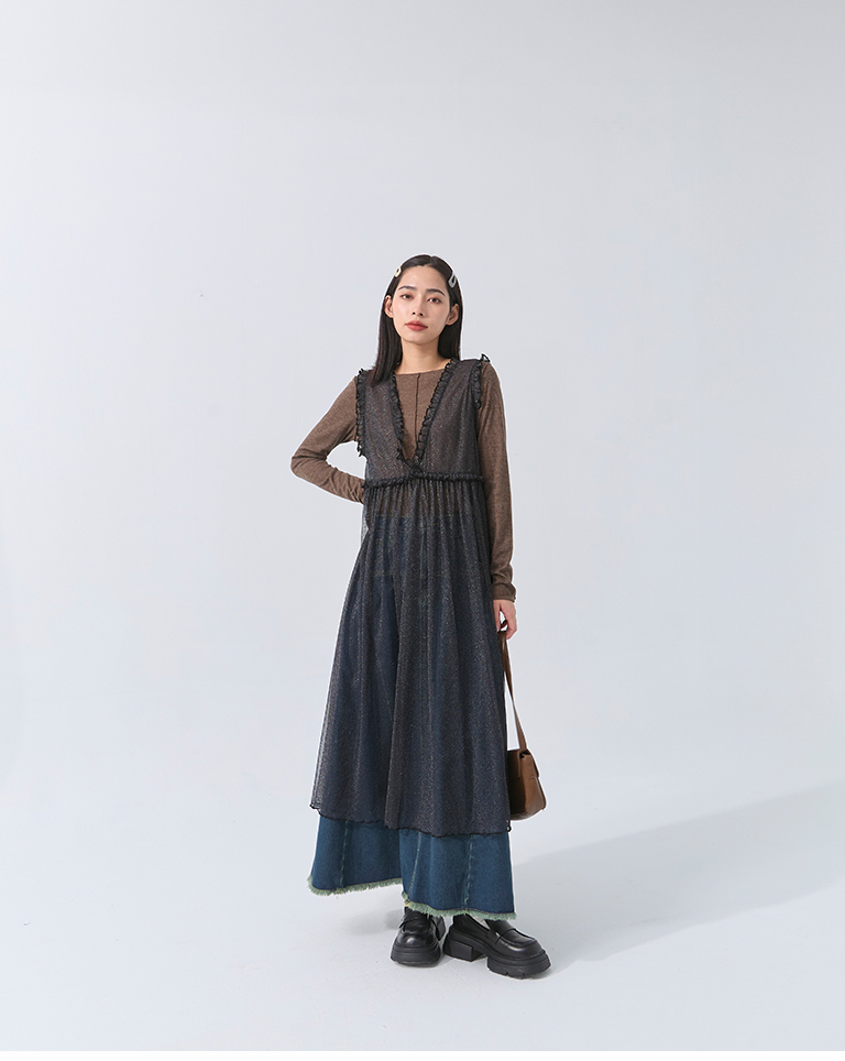 カットオフ切り替えデニムスカート