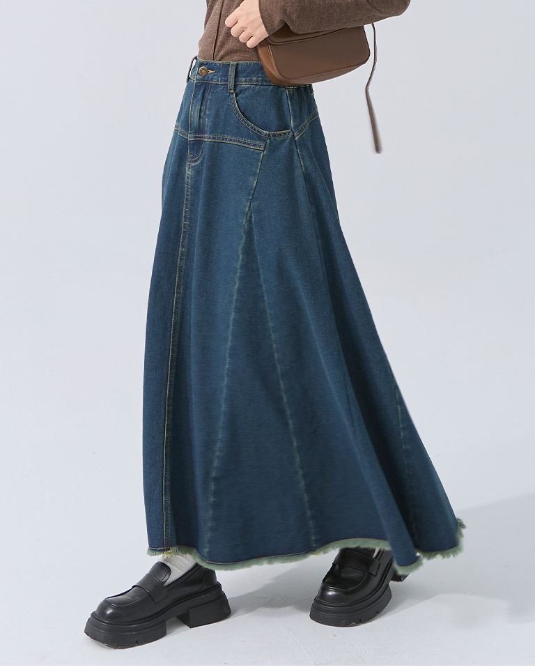 カットオフ切り替えデニムスカート