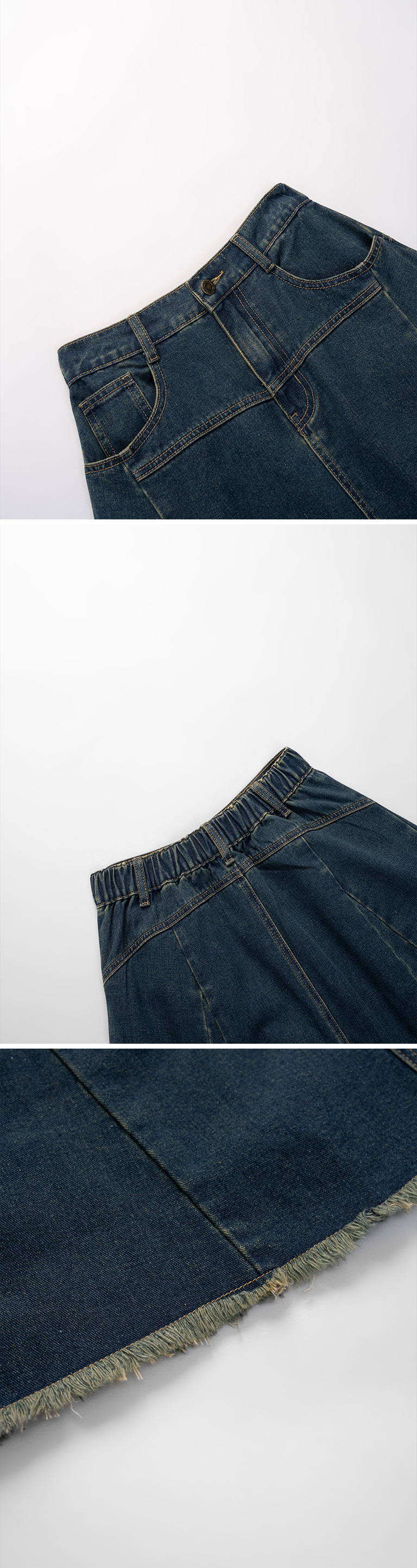 カットオフ切り替えデニムスカート