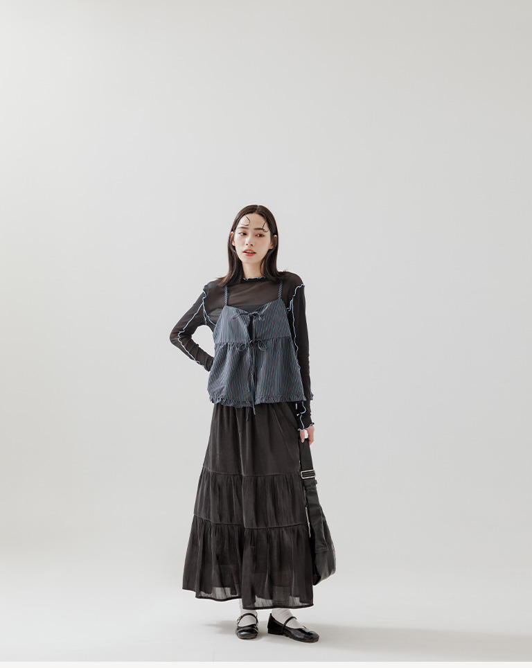 冬2尚未收到---光沢切り替えスカート 3色展開