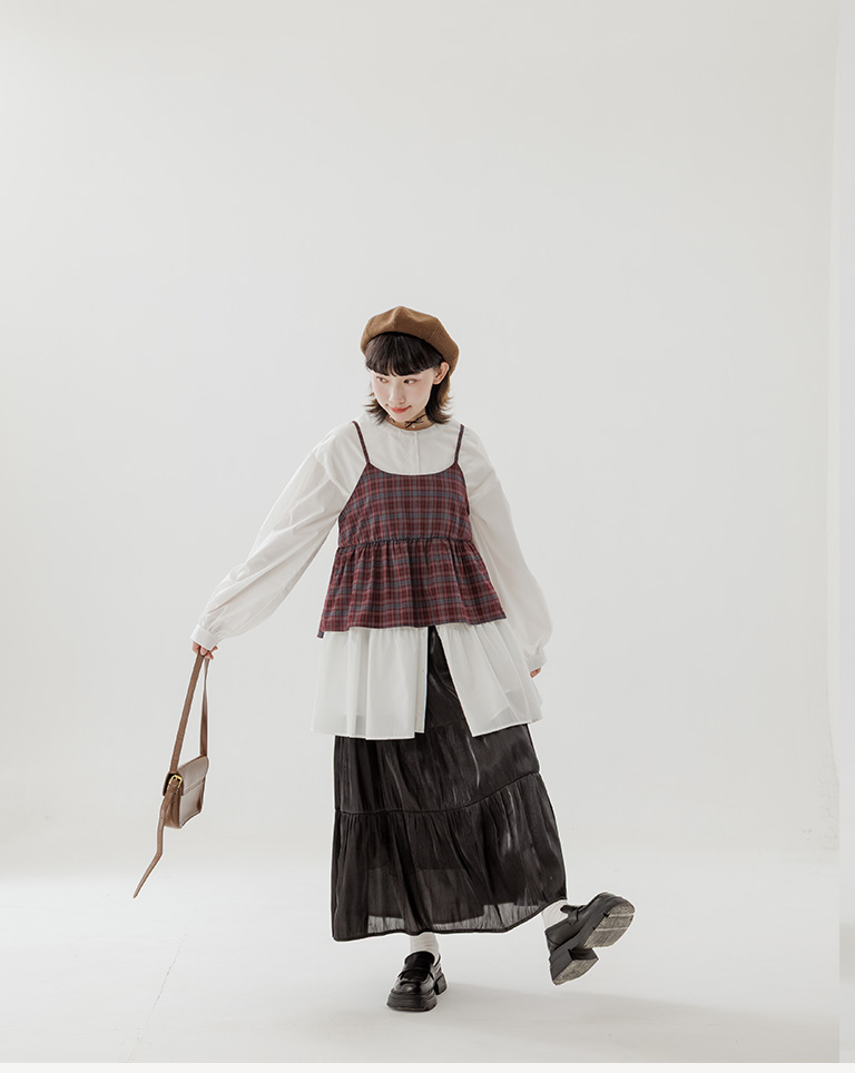 冬2尚未收到---光沢切り替えスカート 3色展開