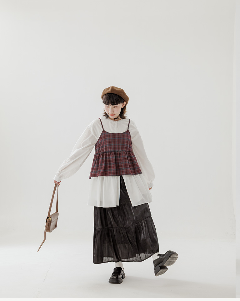 冬2尚未收到---光沢切り替えスカート 3色展開