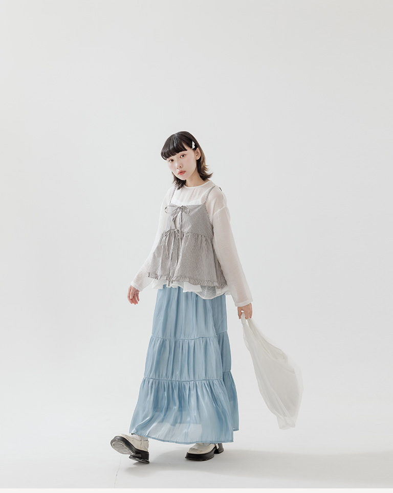 冬2尚未收到---光沢切り替えスカート 3色展開